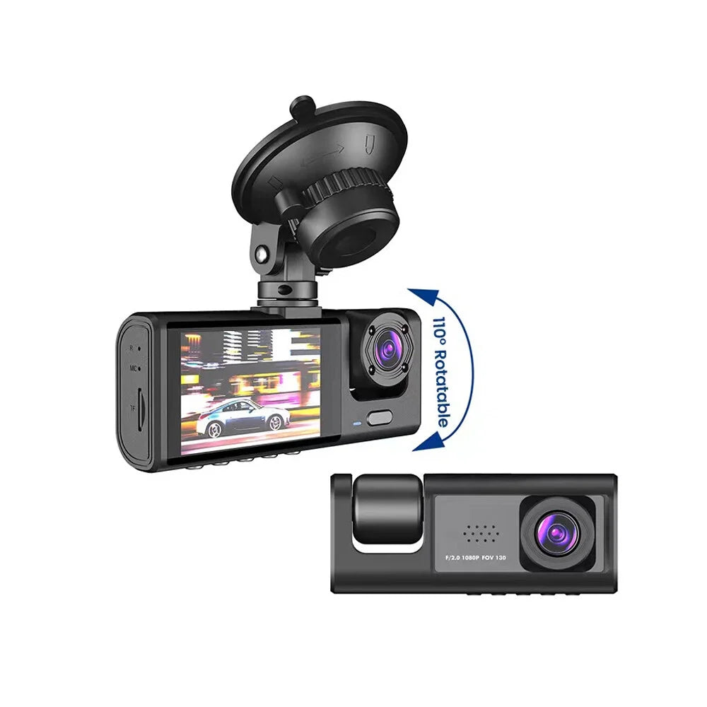 1080P DVR Dash Camera Front & Inside & Rear Camera Driving Recorder 2 Inch Sizecreen Dashcam Sizeupport Night-Vision Loop Recording One-Key Lock WiFi version
