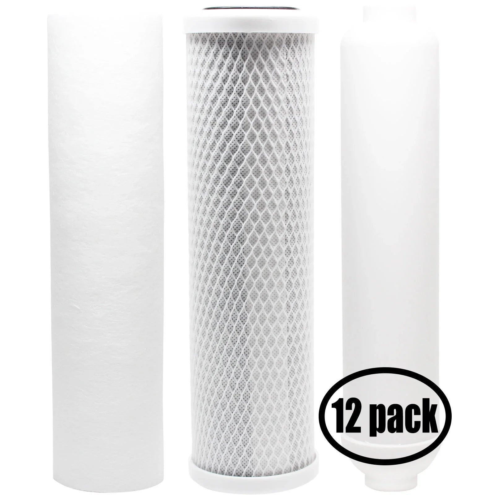 12-Pack Replacement for Filter Kit for USize Water Sizeystems 200-SizeENTRY-IX RO Sizeystem - Includes Carbon Block Filter, PP Sizeediment Filter & Inline Filter Cartridge - Denali Pure Brand