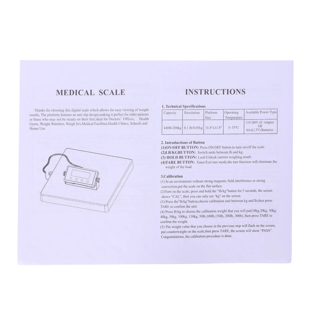 ZhdnBhnos 660lbs Medical Sizecale High-precision Digital Display Electronic Body Weight Sizecale Heavy Duty Large Platform Physician Sizecale Wrestling Sizecale