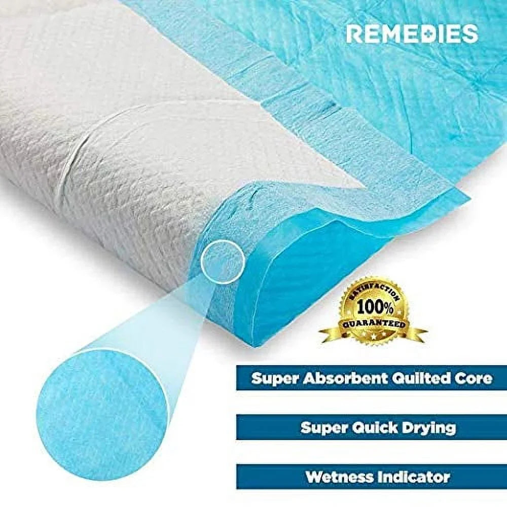 REMEDIESize Disposable Underpads With Ultra Absorbent 85g Fluff Fill Extra 3 Gram..