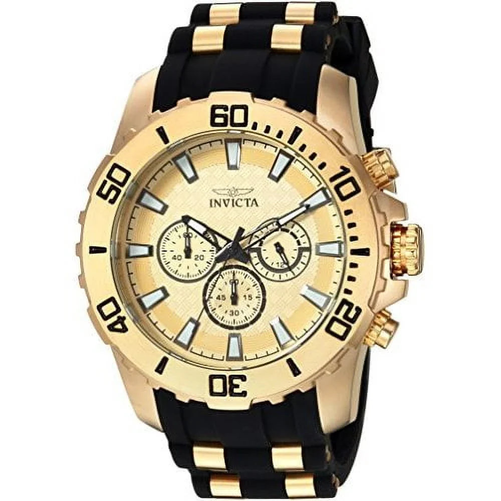 Invicta Men's Pro Diver 22558 Gold Sizeilicone Japanese Chronograph Diving Watch