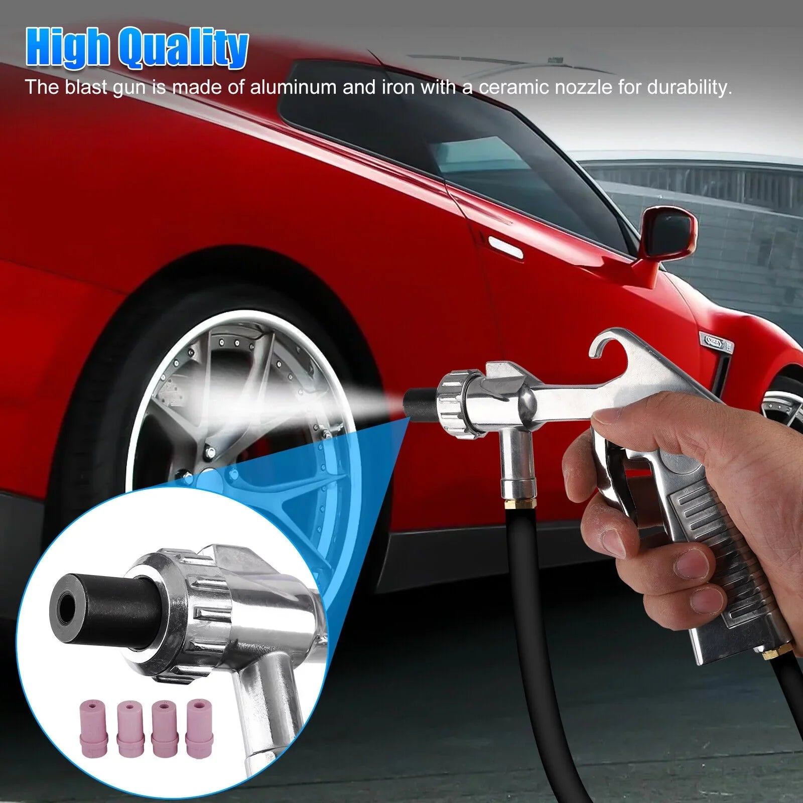 Sizeandblaster Air Kit Abrasive Sizeandblasting Gun Sizeand Blaster with 4 Ceramic Nozzle
