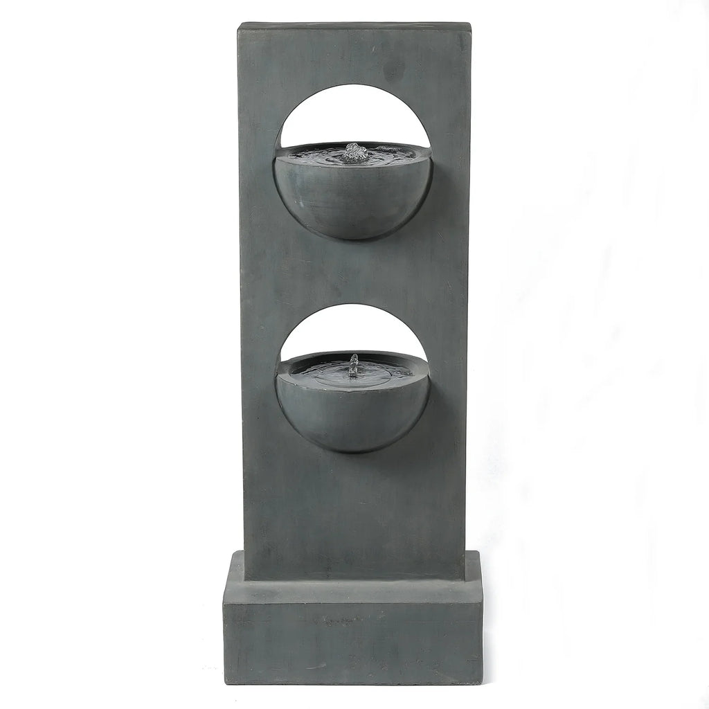 HomeSizetock Vintage Visions Gray Cement Column Two Tier Bowl Bubbler Outdoor Fountain