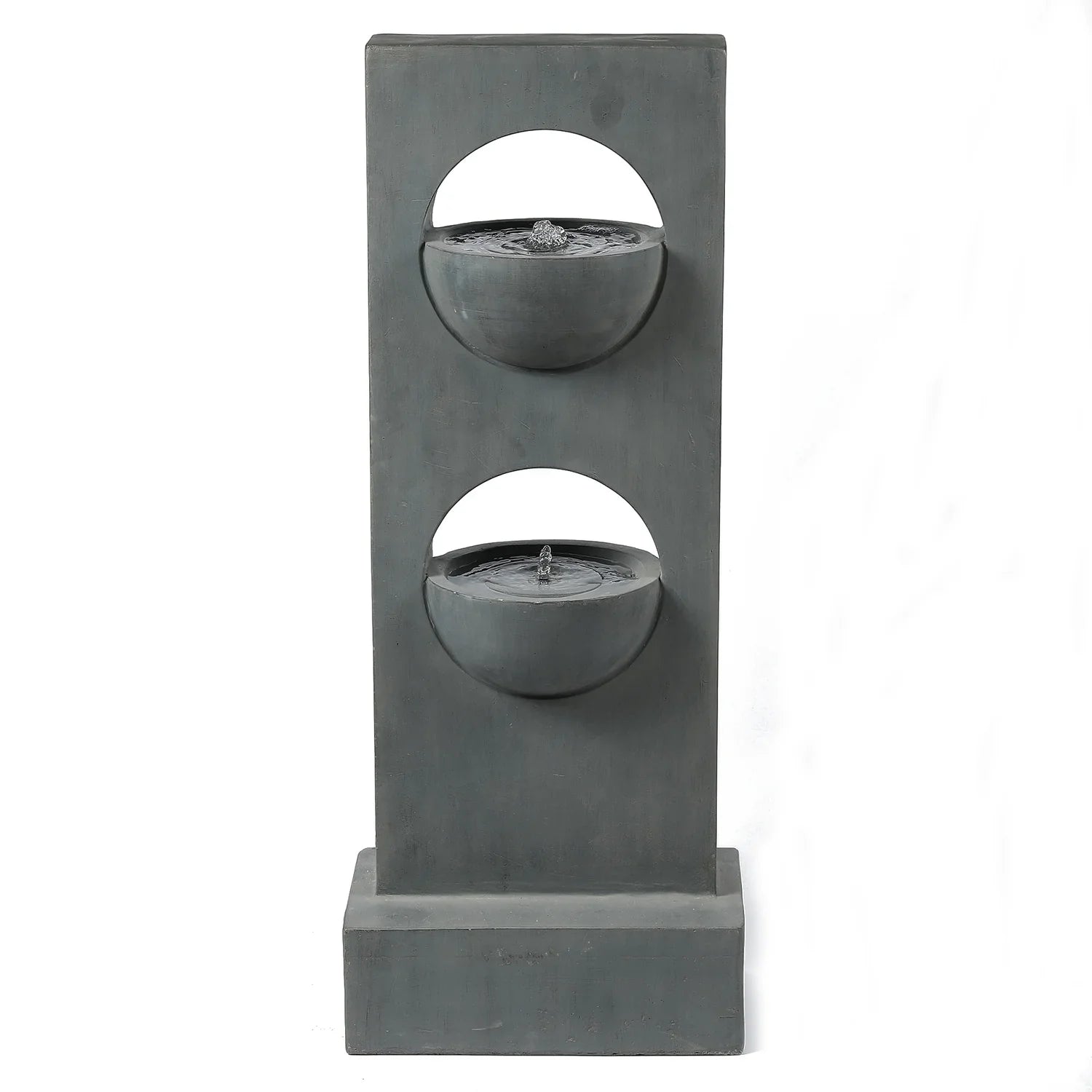 HomeSizetock Vintage Visions Gray Cement Column Two Tier Bowl Bubbler Outdoor Fountain