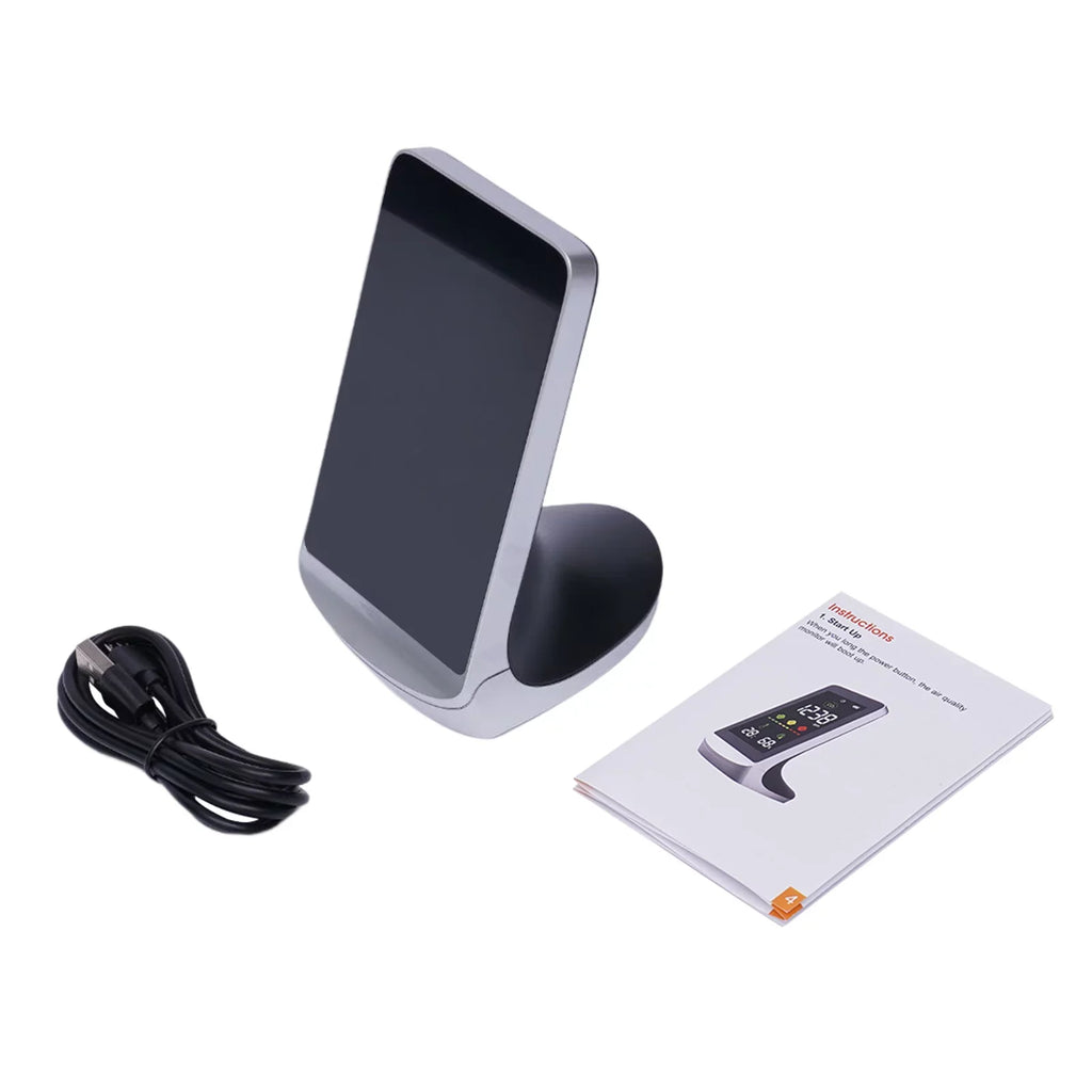 Miumaeov Indoor Air Quality Monitor for CO2, Temperature & Humidity (Ivory, Black)