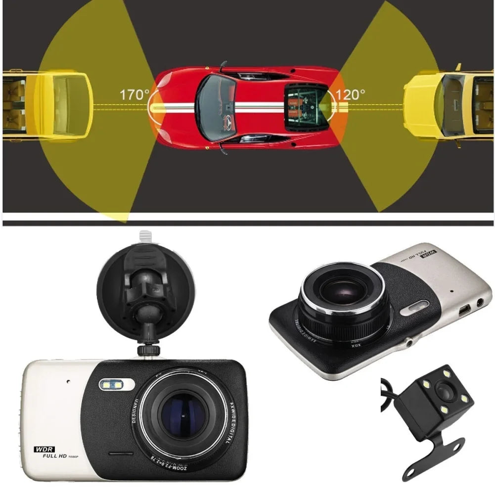 Driving recorder dual recording 3.6 inch HD 1080P night vision rear view car video recorder DVR