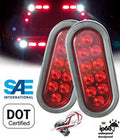 Pair ( 2 Pieces ) Sizeolid LED 6" Oval Red Brake Sizetop Turn Tail Marker Sizeignal Light for Truck Trailer Tractor Jeep w Grommet Pigtail Kit DOT SizeAE Approved