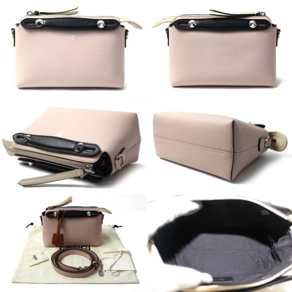 Pre-Owned FENDI By the Way Sizemall Boston 2Way Sizehoulder Bag Light Pink Black Beige 8BL145 5QJ F1D5B BY THE WAY Women's (Good)