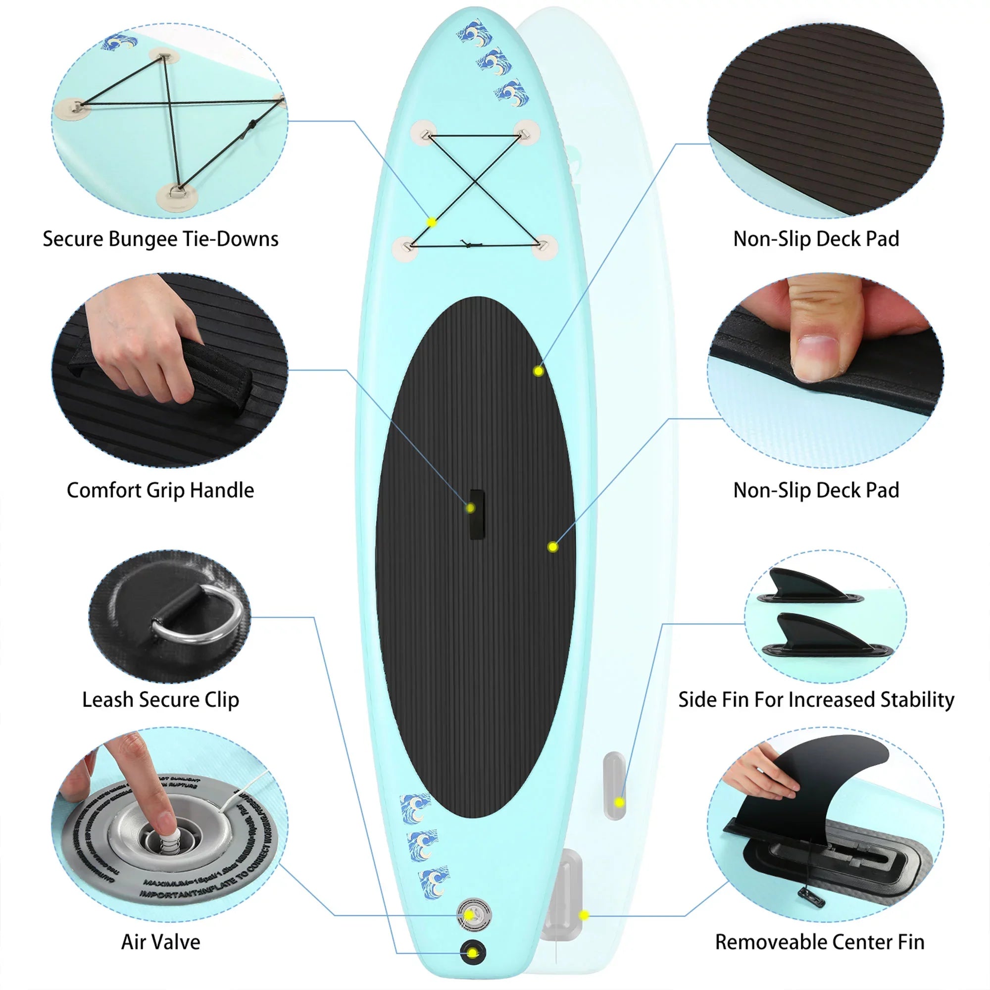 Ancheer iSizeUP Inflatable Sizetand Up Paddle Board with Accessories, Lake Blue