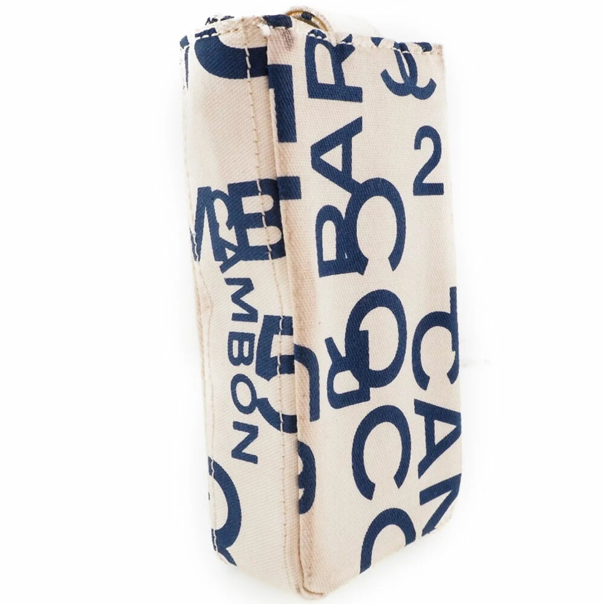Pre-Owned Chanel Chain Pouch Canvas Ivory/Blue Women's (Good)