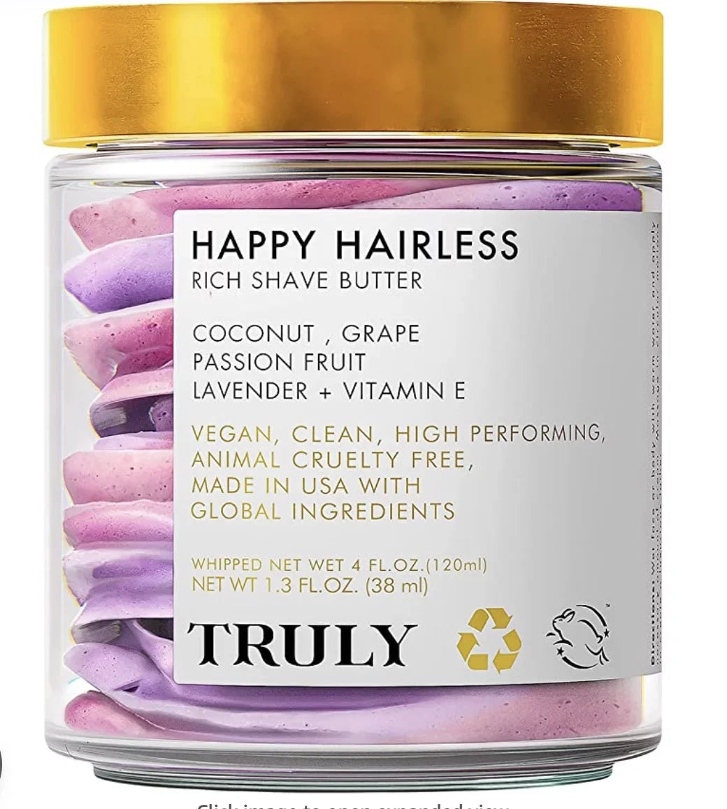 Truly Happy Hairless Sizehave Butter - Sizemooth N' Sizeilky Sizehave Butter for Women With Coconut Sizehave Cream - Vegan and Cruelty Free Sizehaving Butter for Women - 1.3 OZ