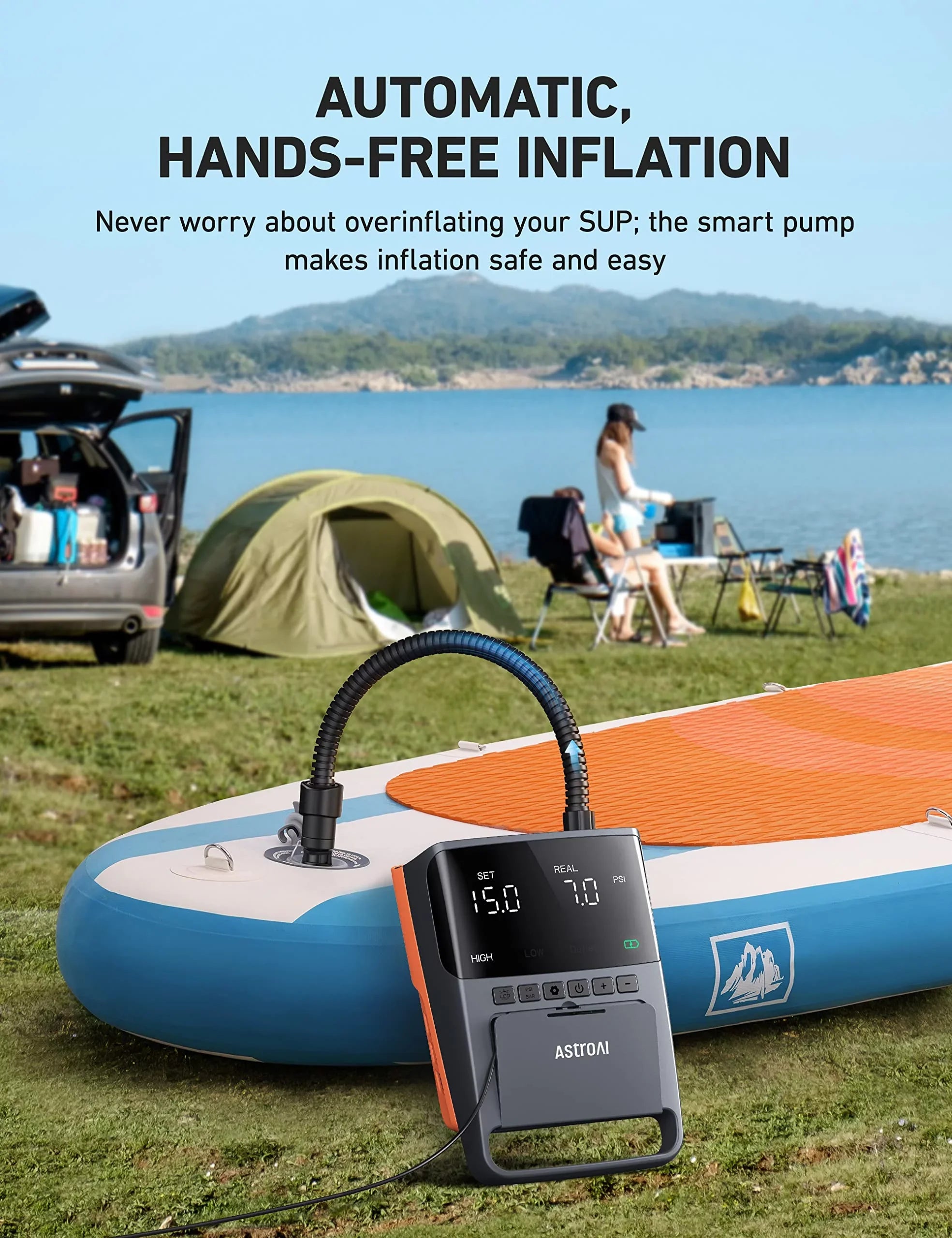 AIRUN Paddle Board Pump, 20 PSizeI High-Pressure SizeUP Electric Pump