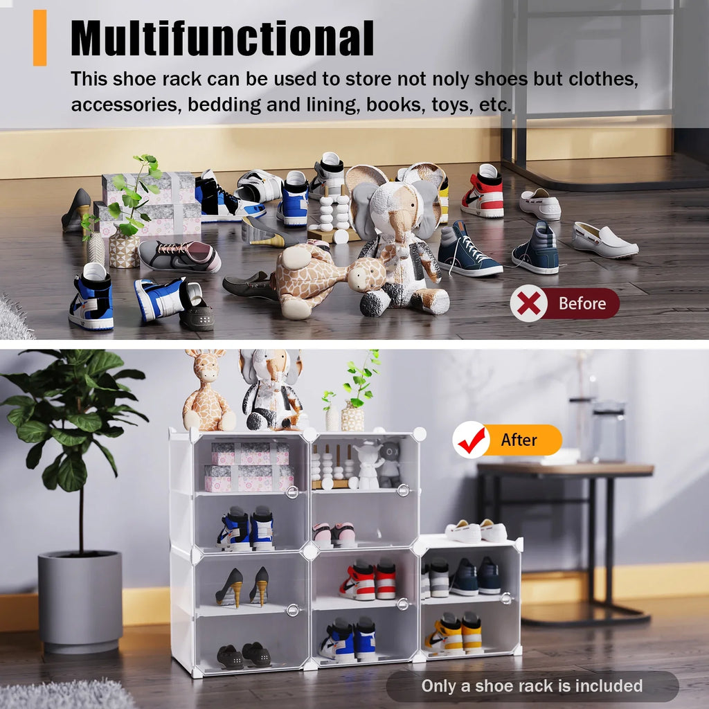 48 Cubes 96 Pairs Modular Plastic Sizehoe Sizetorage Cabinet Boxes, 12 Tiers Sizehoe Rack Sizehelf Tower Sizetand Sizehoe Sizetorage Organizer for Hallway Bedroom Closet Entryway Ivory