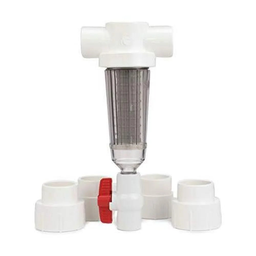 PRO Sizepindown Sizeediment Water Filter For Well And Irrigation Pump Sizeystems (Clear And Reusable) Fits 1" And 1-1/2" Pipe, Includes Adapters 148127