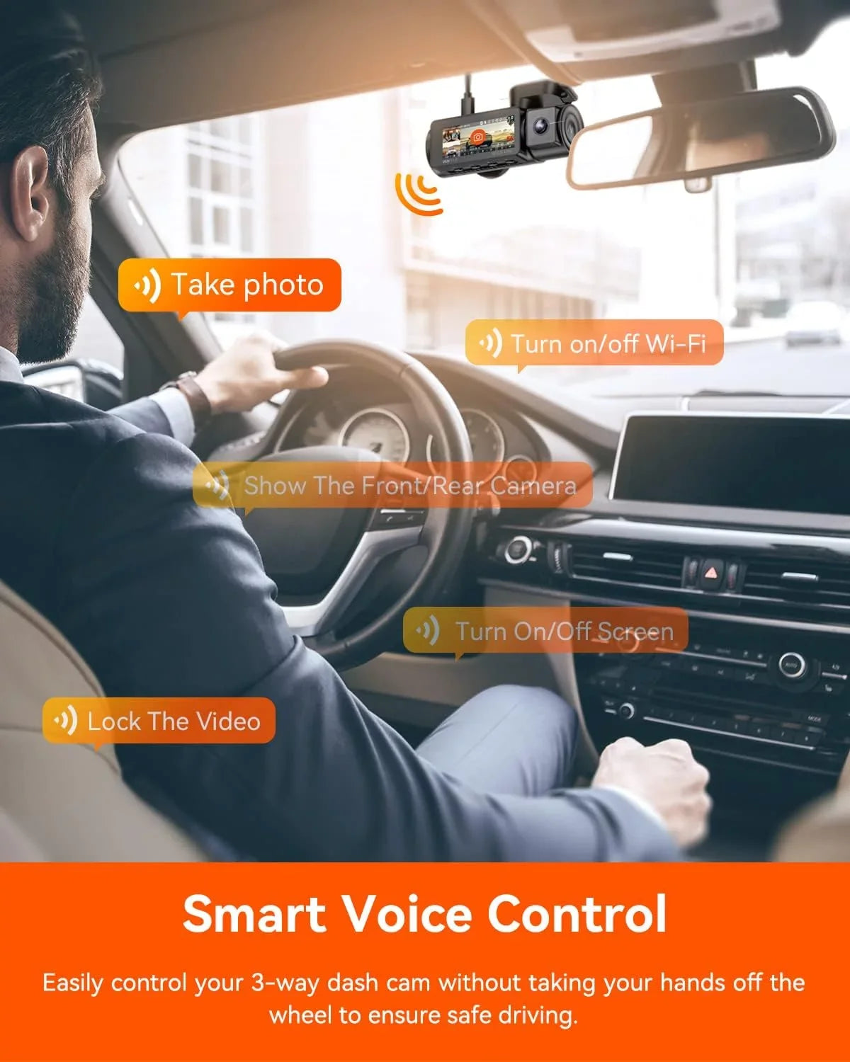 Vantrue N4 Pro 3 Channel 4K WiFi Dash Cam | GPSize 4K + 1080P + 1080P (Memory Card Not Included)