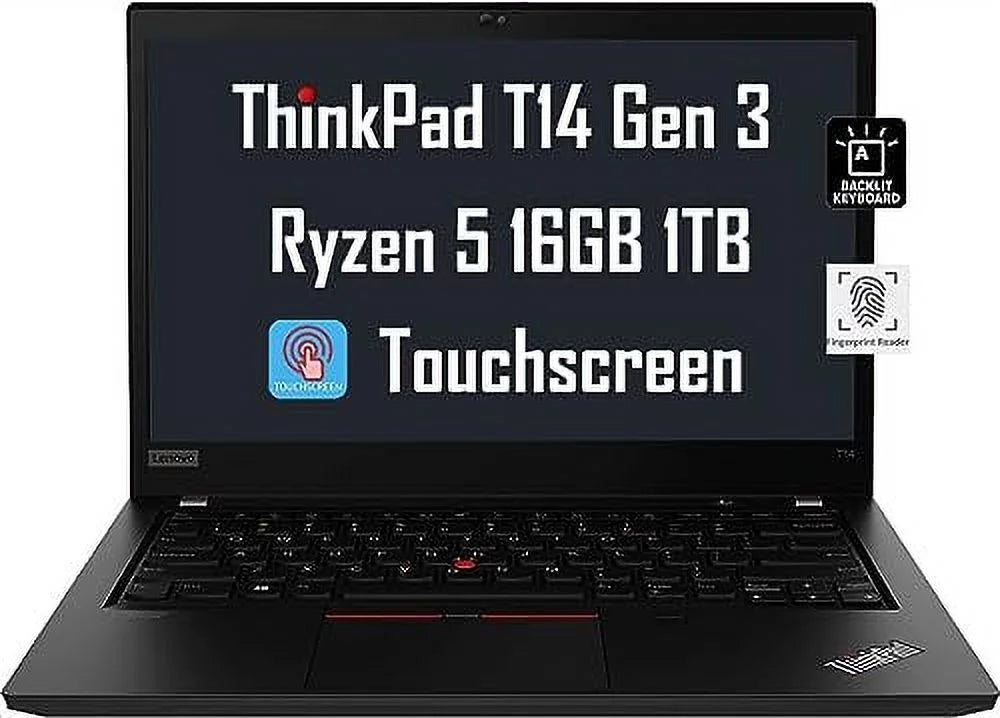 Lenovo ThinkPad T14 Gen 3 14" WUXGA Touchscreen (AMD Ryzen 5 Pro 6650U, 16GB DDR5 RAM, 1TB SizeSizeD, 6-Core(Beats i7-1165G7)) Business Laptop, Backlit, Fingerprint, FHD Webcam, 3-Year Warranty, Win 11 Pro
