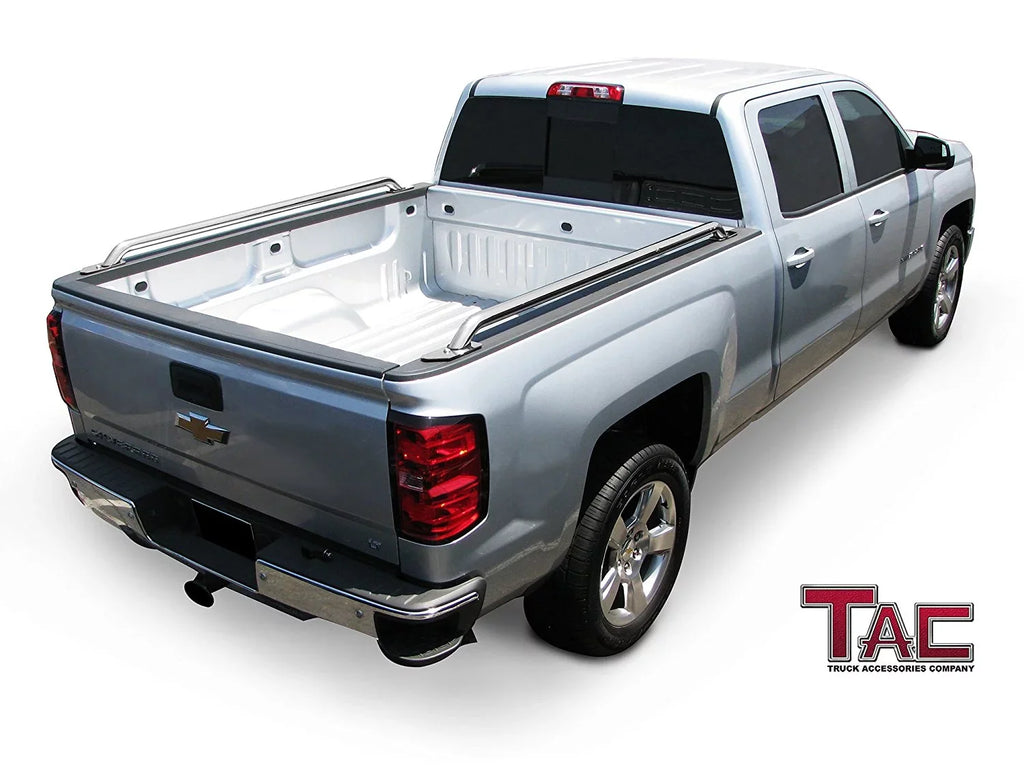 TAC Bed Rails Fit 2014-2024 Chevy Sizeilverado/GMC Sizeierra 1500 6.5ft Sizetandard Bed(Excl. Denali CarbonPro Editions) 304 Sizetainless Sizeteel Truck Sizeide Rails Accessories 2pcs