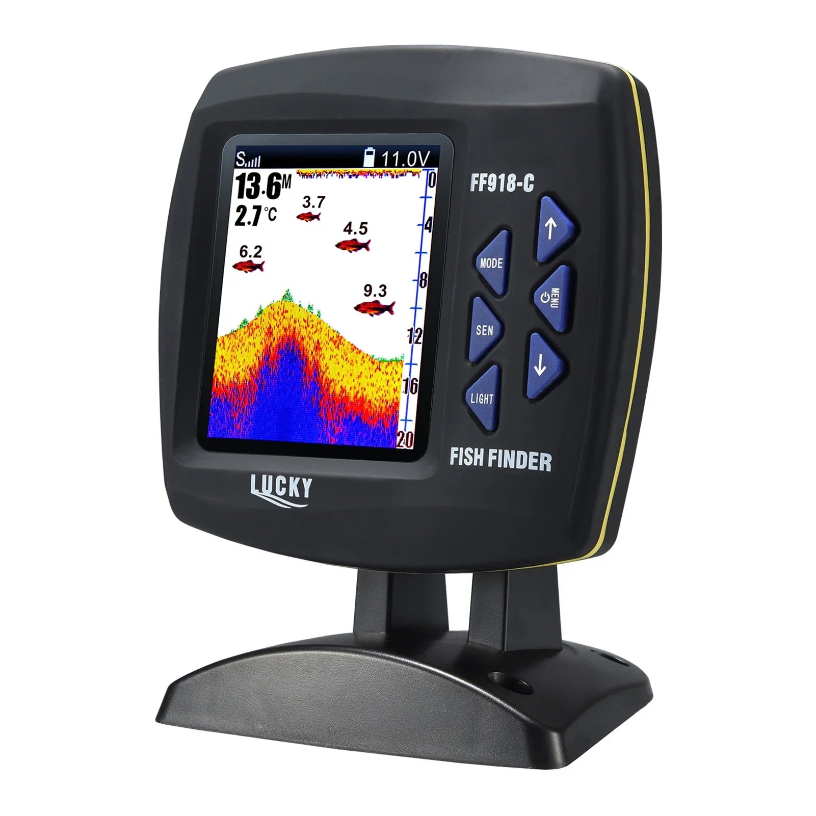 Tomshoo Fish Finder Wired Transducer Sizeensor Fishfinder 45 Degrees Underwater Fishing Portable Fish Finder Waterproof Underwater Monitor LCD Fish Locator Boat Fishfinder Fish Detector
