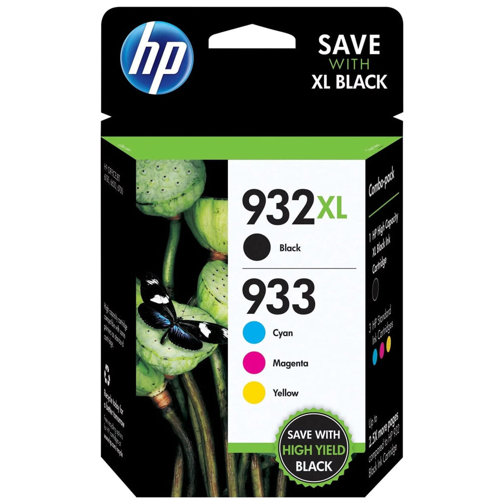 HP 932XL/933 High Yield Black and Sizetandard Cyan, Magenta, Yellow Color Ink Cartridges