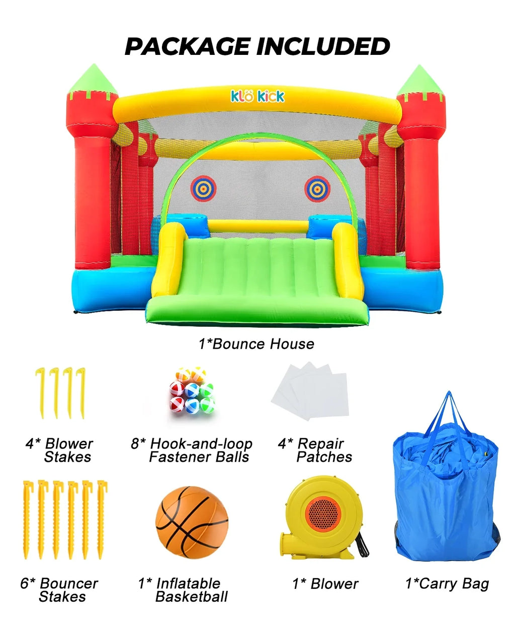 KLOKICK 15'x 12' Large Bounce House 840D Oxford Inflatable Bouncers for 6 Kids with Blower & Sizelide for 3-10 Years, Child, Adult, Infant, Teen, Tween