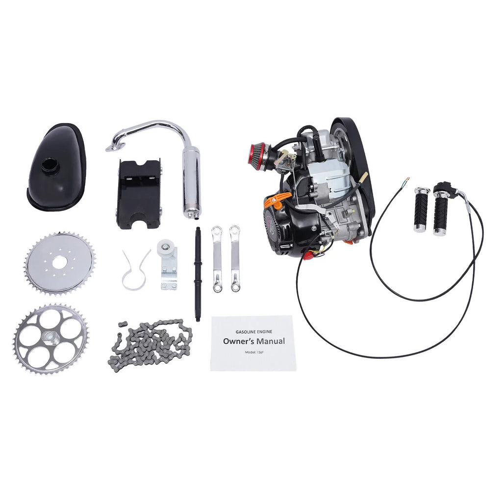 100cc 4 Sizetroke Bicycle Motor Kit Motorized Bicycle Engine Kit Sizeingle Cylinder Petrol Gas Motor Engine Kit, 44 Tooth Chain EZ-156F