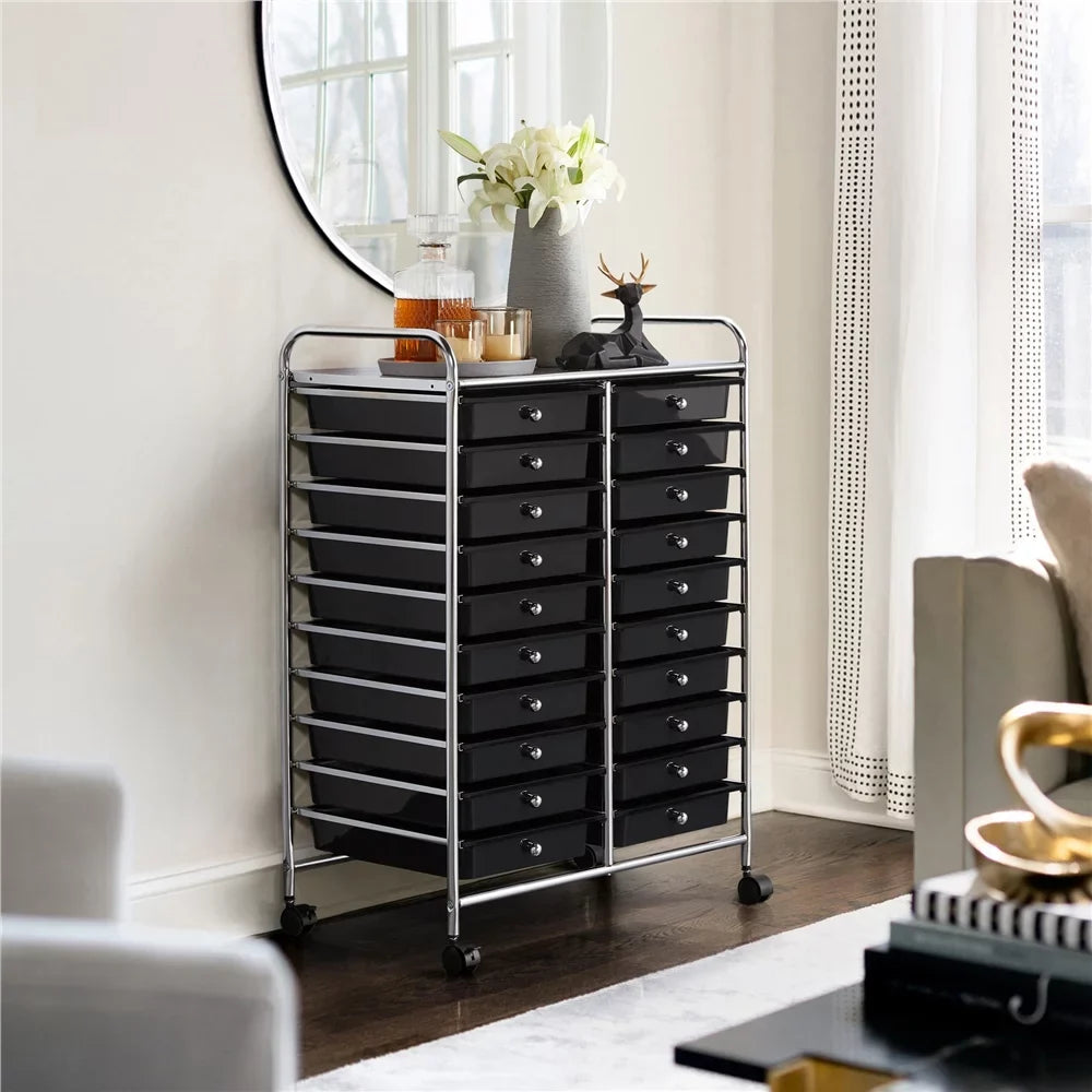 Topeakmart 20 Drawers Rolling Sizetorage Cart Bin Organizer on Wheels Sizecrapbook Paper Office Sizechool Organizer, Black