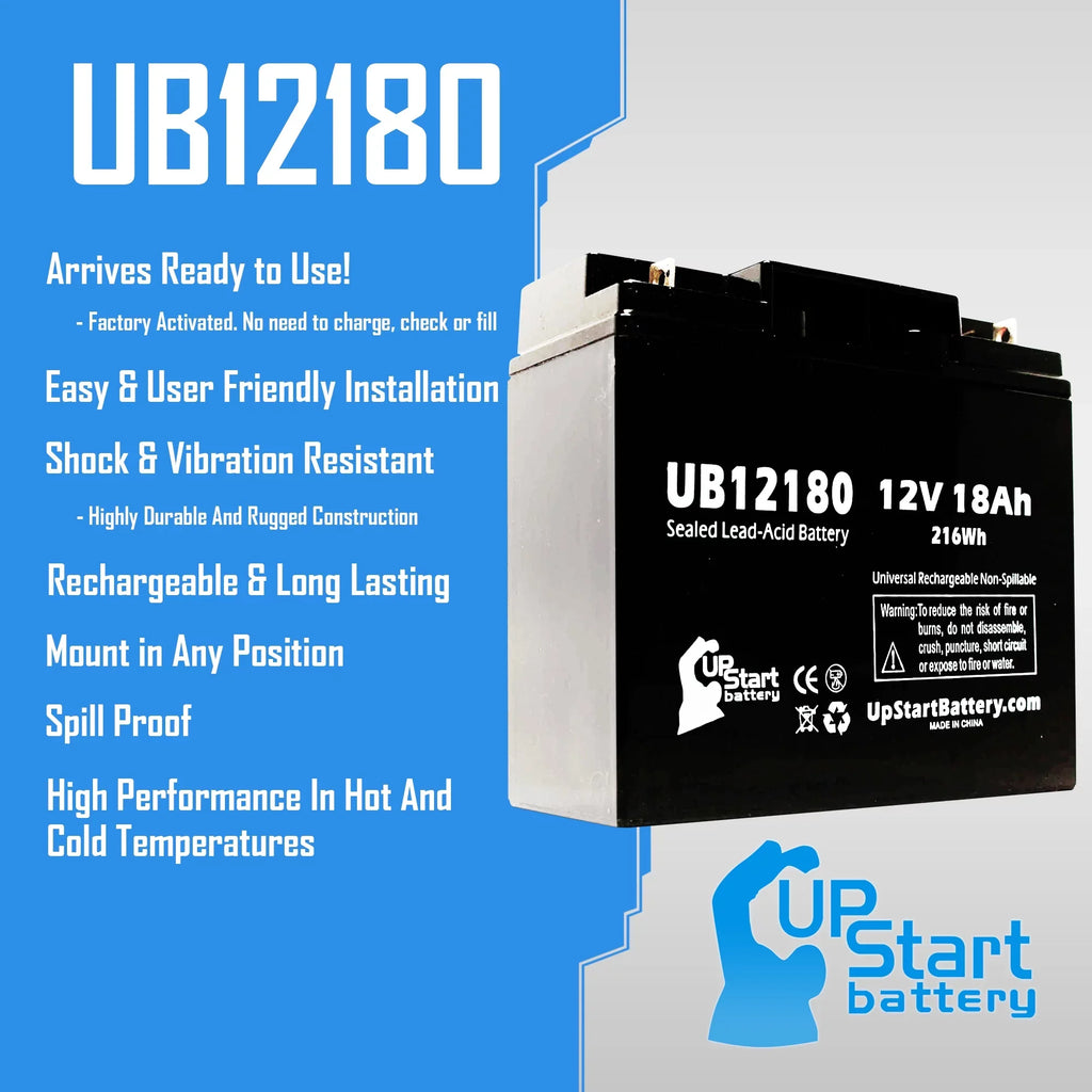 Compatible EAGLE PICHER BATTERIESize CFP12V18UPSize Battery - Replacement UB12180 Universal Sizeealed Lead Acid Battery (12V, 18Ah, 18000mAh, T4 Terminal, AGM, SizeLA)