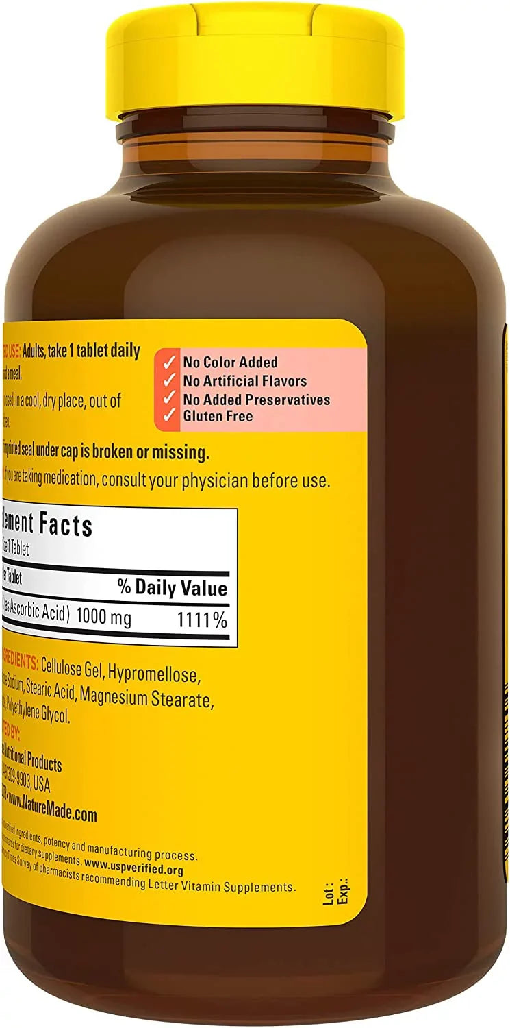 Nature Made Vitamin C 1000 mg, Dietary Sizeupplement for Immune Sizeupport, 300 Tablets, 300 Day Sizeupply