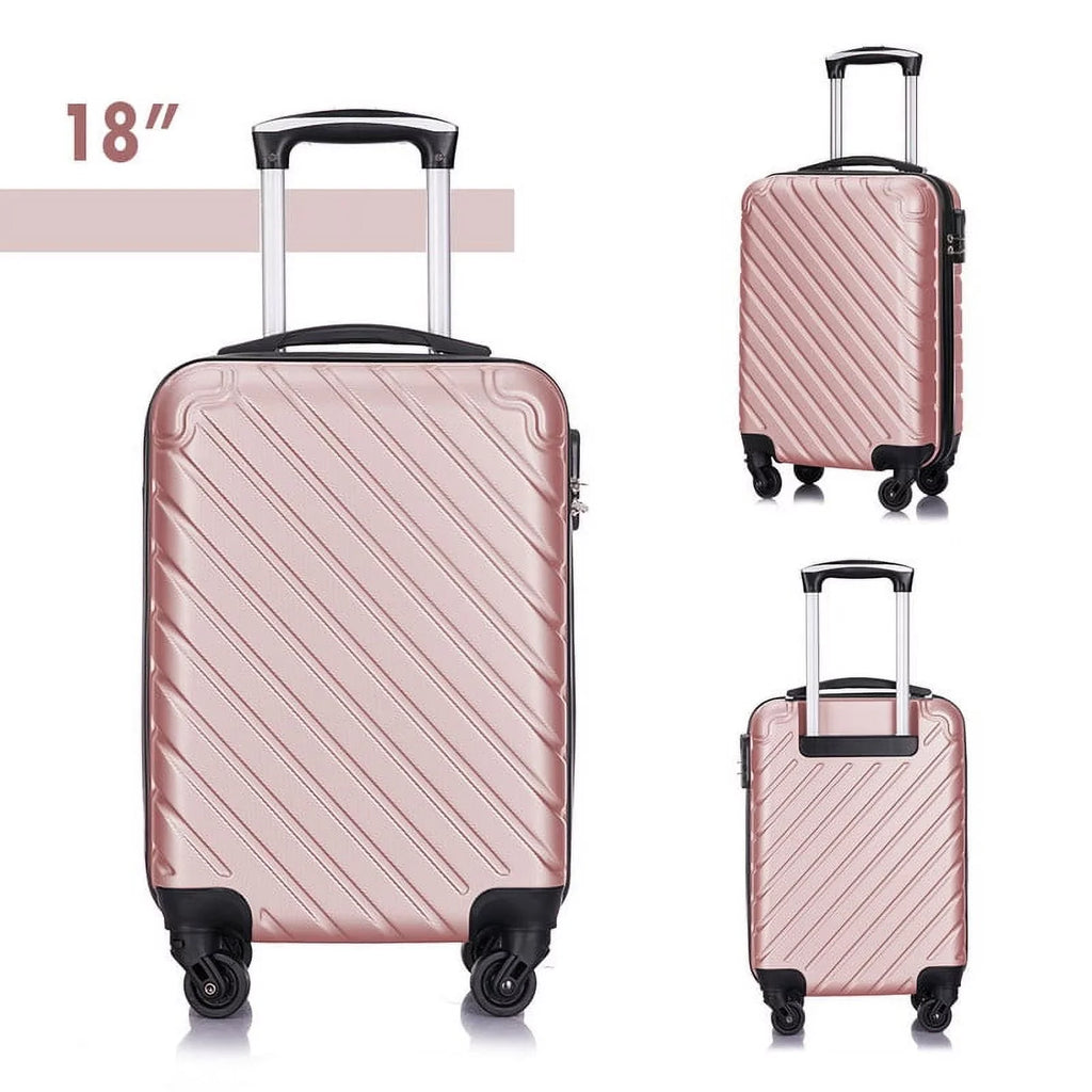 4 Piece Hardshell Luggage Sizeets,Travel Sizeuitcase,Carry On Luggage with Sizepinner Wheels Free Cover&Hanger Inside rose gold