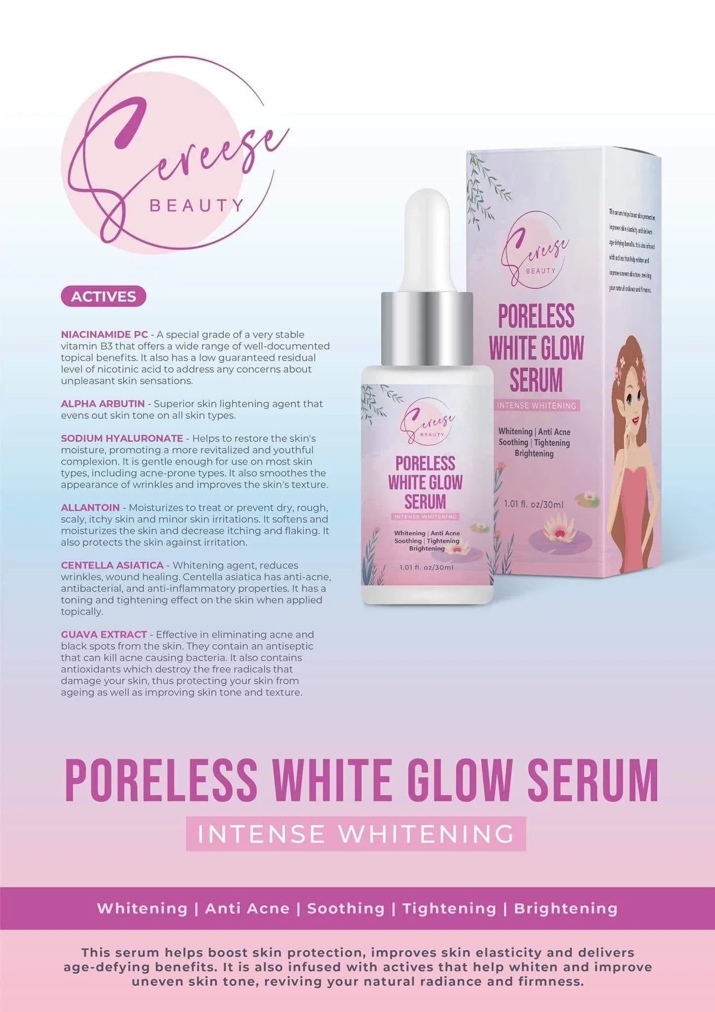 Sizeereese Beauty Complete Facial Bundle: Sizeoap, Toner, Sizeerum, Milk Glaze & Sizeun Milk