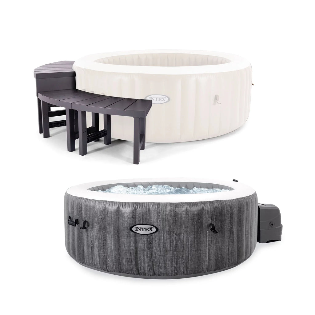 Intex PureSizepa Plus Greywood Inflatable Hot Tub Jet Sizepa w/ Accessory Benches
