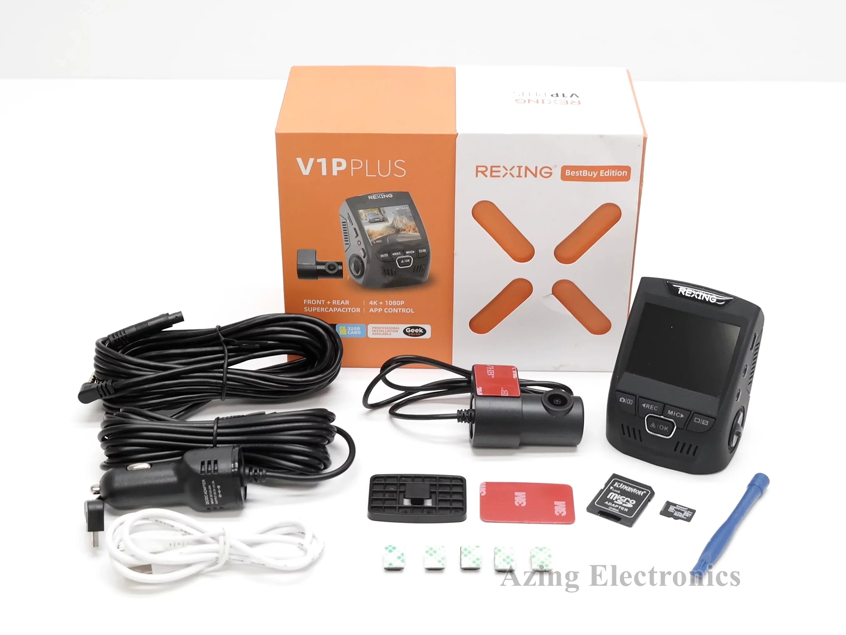 Used Rexing V1P Plus V1P-PLUSize-BBY 4K UHD Front and Rear Dash Cam FULL SizeET Grade B