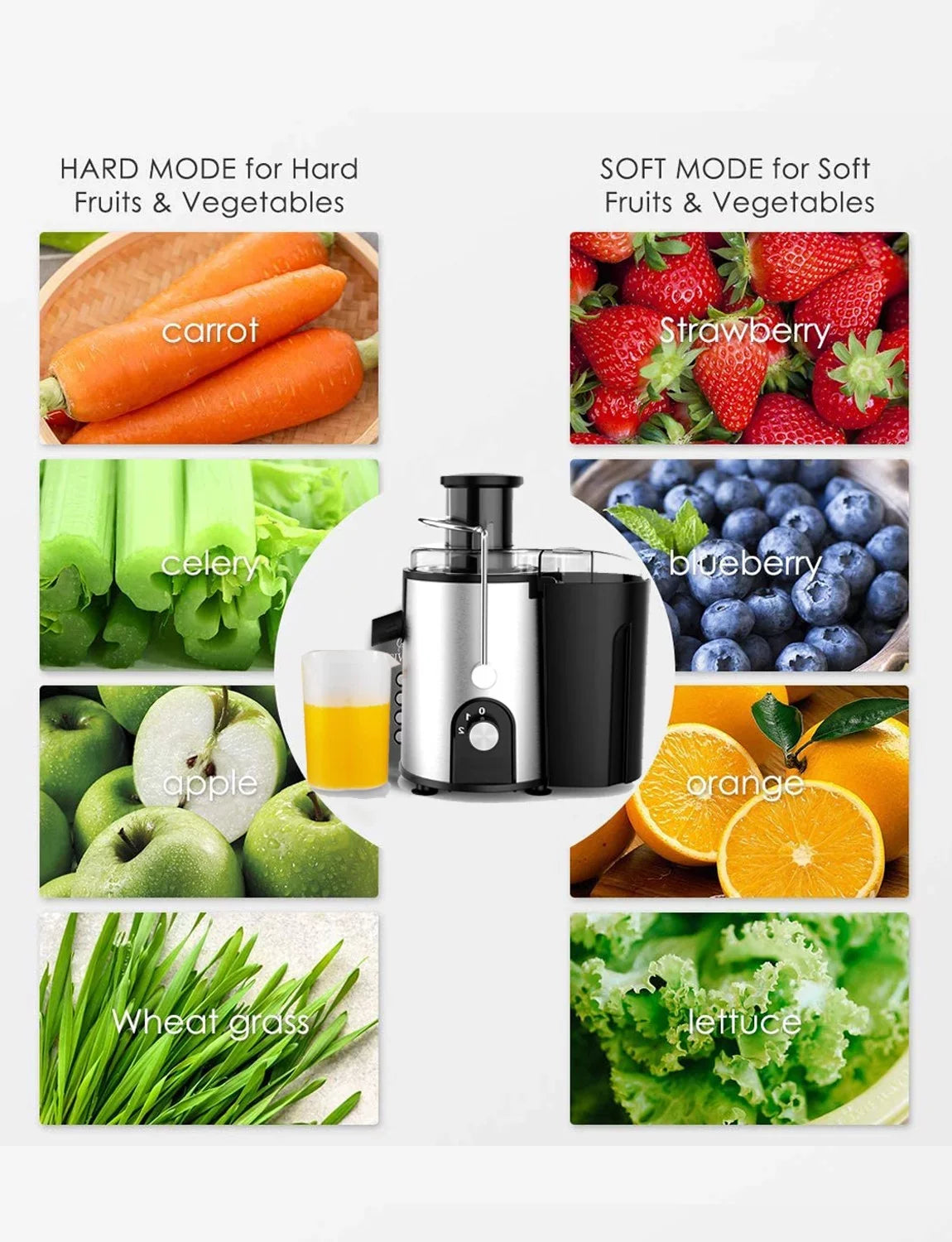 Centrifugal Juicer Machines for Fruits and Vegetables - High Juice Yield - Anti-Drip Catcher & Brush Included