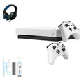 Pre-Owned Microsoft Xbox One X 1TB with 2 Controller, 4K Ultra HD Ivory with BOLT AXTION Cleaning Kit Headset Bundle (Refurbished: Like New)