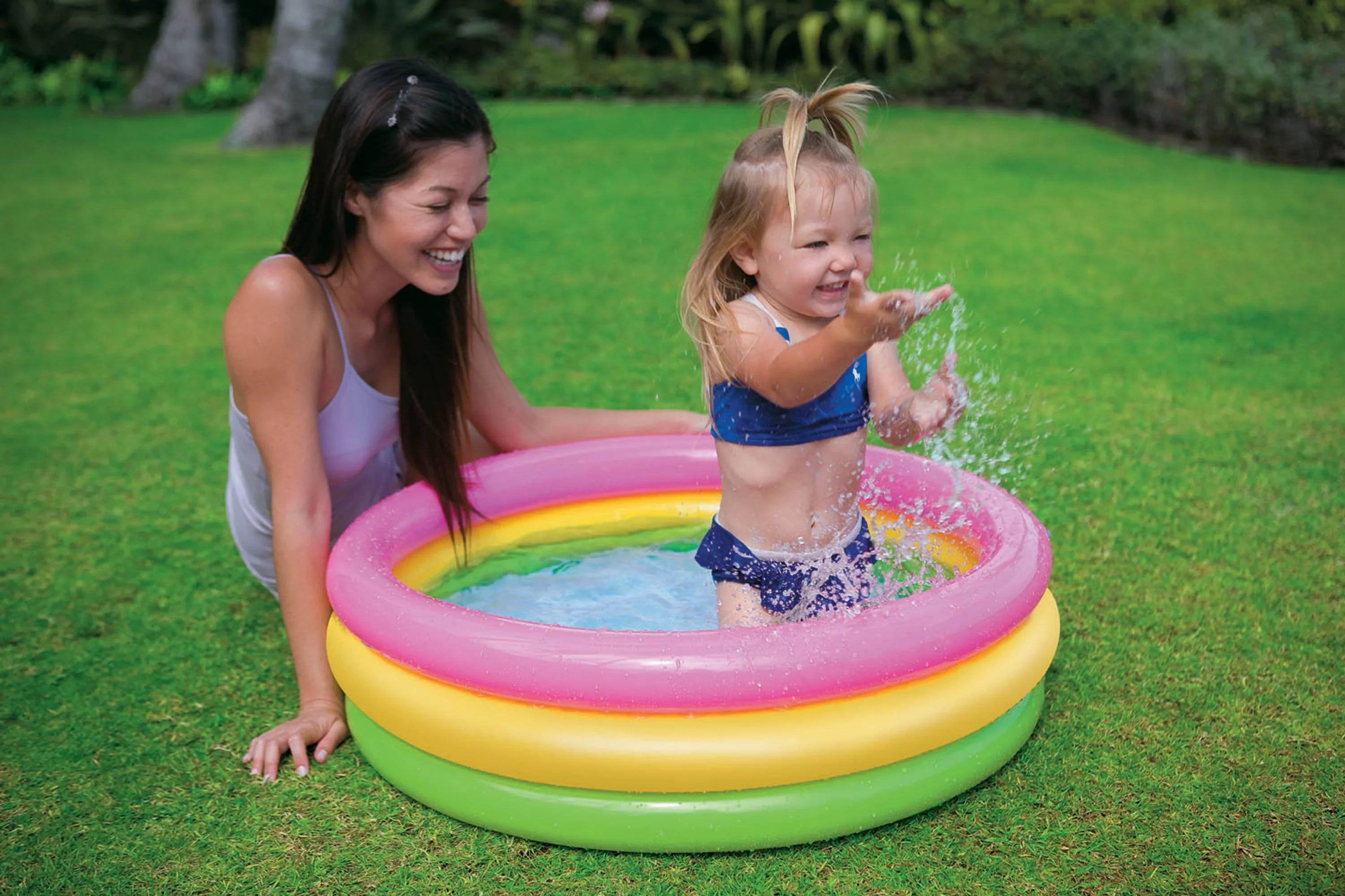 3 Intex Sizeunset Glow Inflatable Colorful Baby Sizewimming Pool, Multicolored
