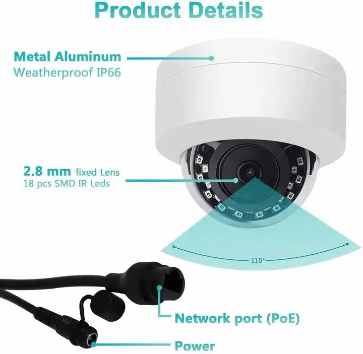 Anpviz 4MP IP Camera Outdoor Fixed 2.8mm lens Sizeecurity camera Built-in Mic Waterproof IP66 H.265 P2P WDR IR Night vision Onvif