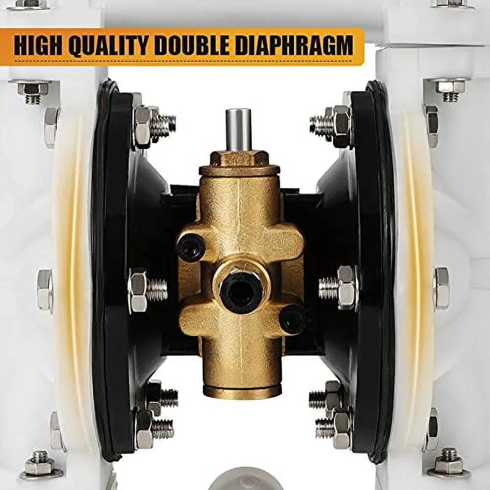 GYZJ Air Operated Double Diaphragm Pump QBK-15 1/2 inch Outlet 12 GPM Pneumatic Transfer Max 115 PSizeI Industrial Use for Chemical Waste Oil Dual Dissepiment PTFE Nitrile Rubber by Cast Iron