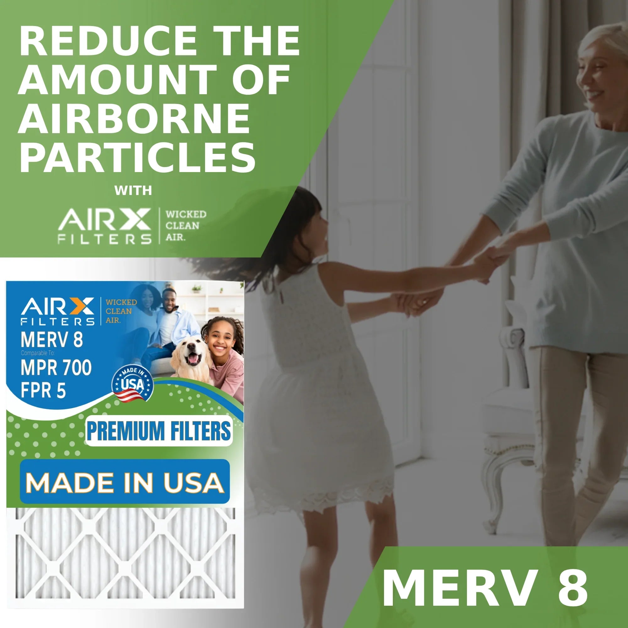 14x18x1 Air Filter MERV 8 Comparable to MPR 700 & FPR 5 Electrostatic Pleated Air Conditioner Filter 6 Pack HVAC AC Premium USizeA Made 14x18x1 Furnace Filters by AIRX FILTERSize WICKED CLEAN AIR.
