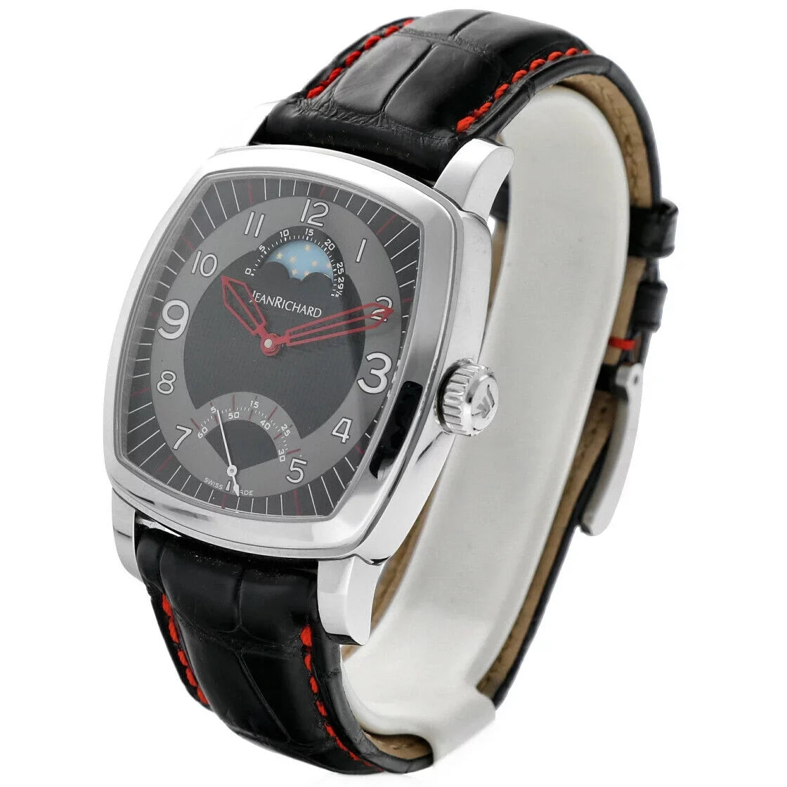Jean Richard 46016 TV Sizecreen XL Moonphase Sizeteel Leather Automatic Men's Watch