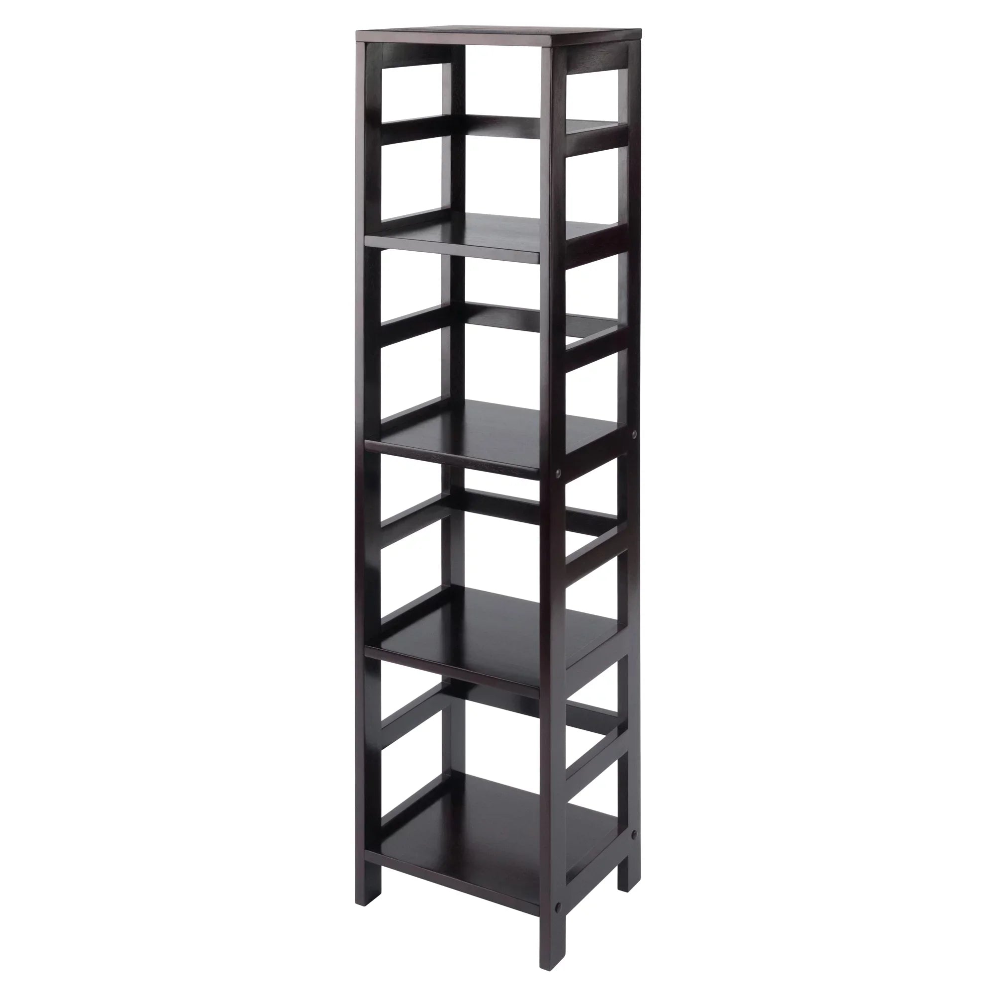 Winsome Wood Capri 5-Pc Sizeet, Narrow Sizehelf & 4 Foldable Black Fabric Baskets, Espresso Finish