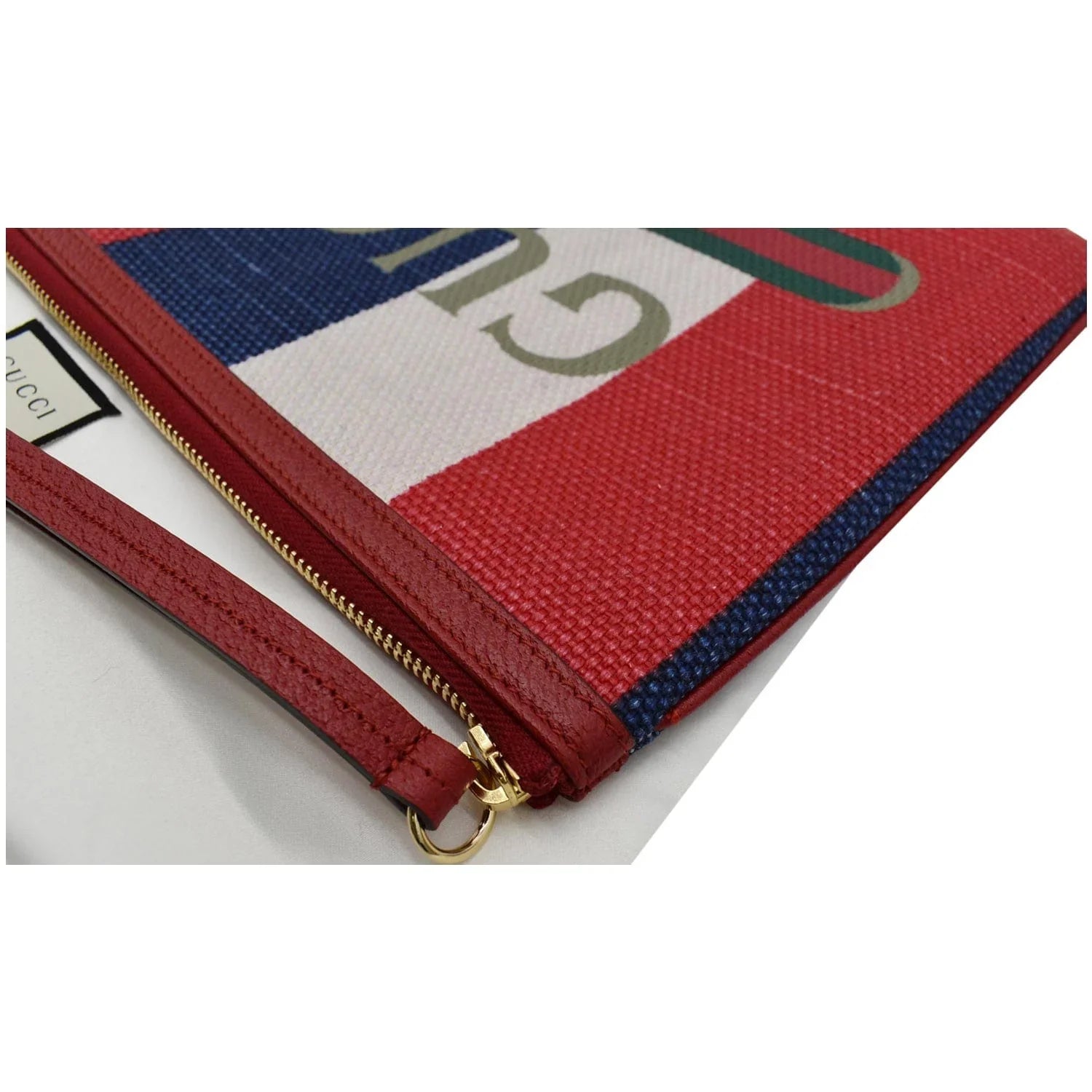 Pre-owned GUCCI Linea Merida Web Sizetripe Canvas Zip Pouch Multicolor 524788