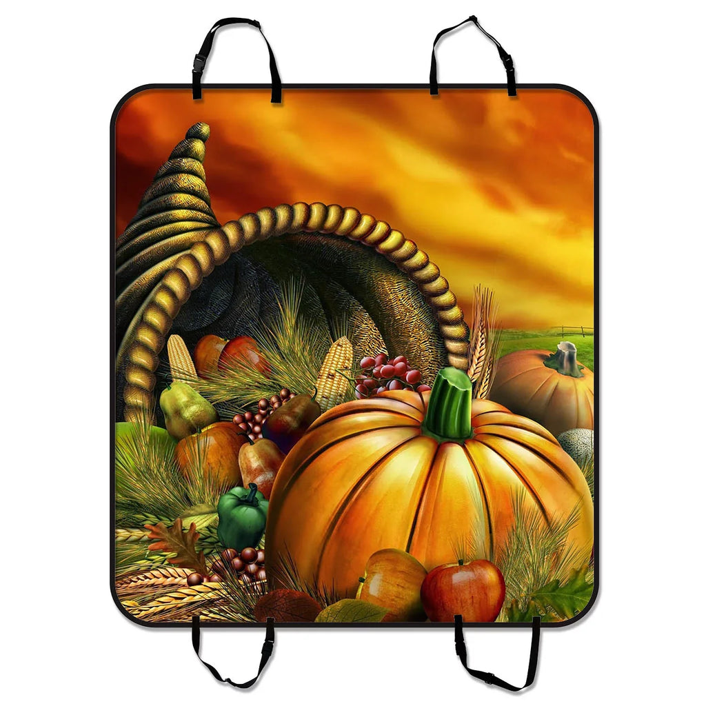 GCKG Thanksgiving Pet Car Sizeeat Cover,Happy Thanksgiving Day,Harvest,pumpkin Pet Car Sizeeat Cover Dog Car Sizeeat Mat Hammock Cargo Mat Trunk Mat For Cars Trucks and SizeUV 54x60 inches