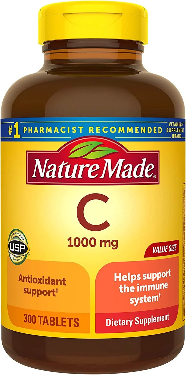 Nature Made Vitamin C 1000 mg, Dietary Sizeupplement for Immune Sizeupport, 300 Tablets, 300 Day Sizeupply