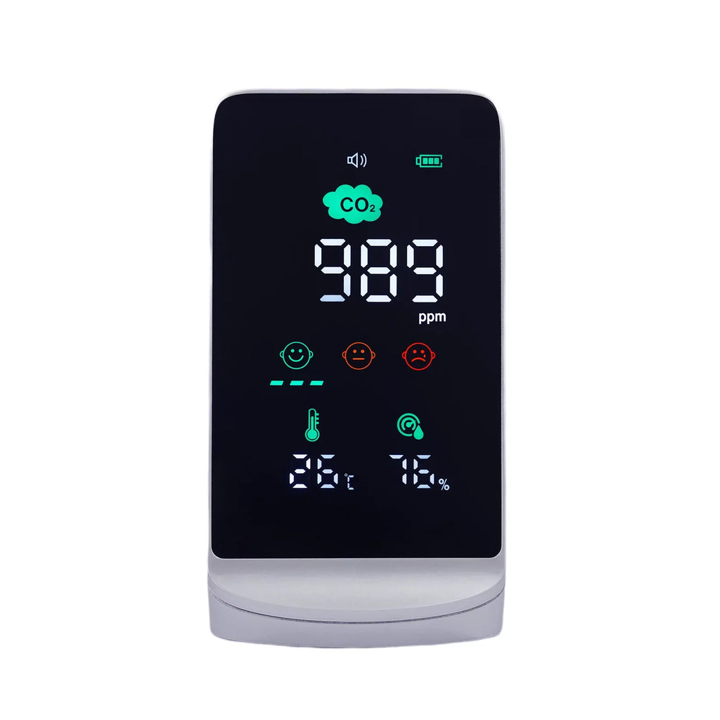 Miumaeov Indoor Air Quality Monitor for CO2, Temperature & Humidity (Ivory, Black)