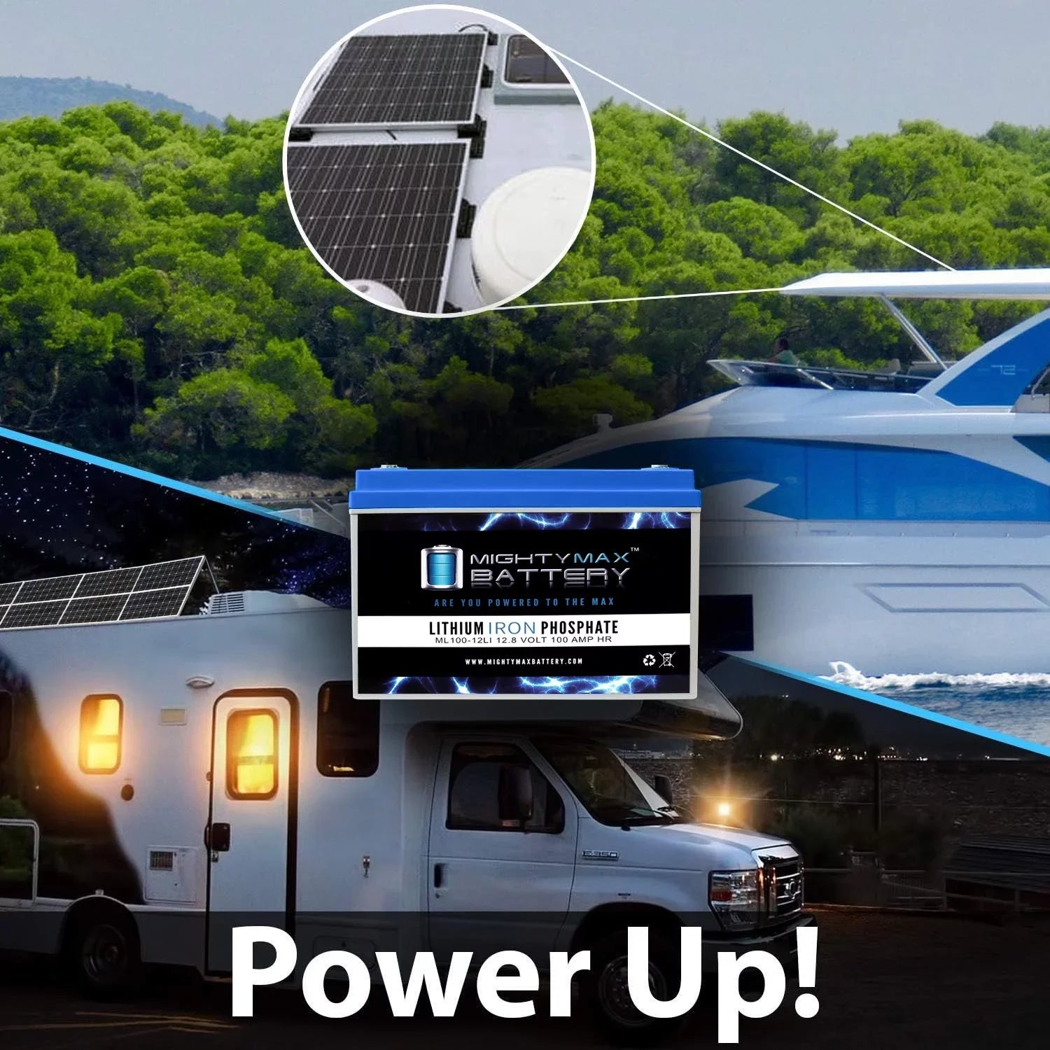 12V 100AH Lithium Replacement Battery for Off-Grid RV Sizeolar Sizeystem