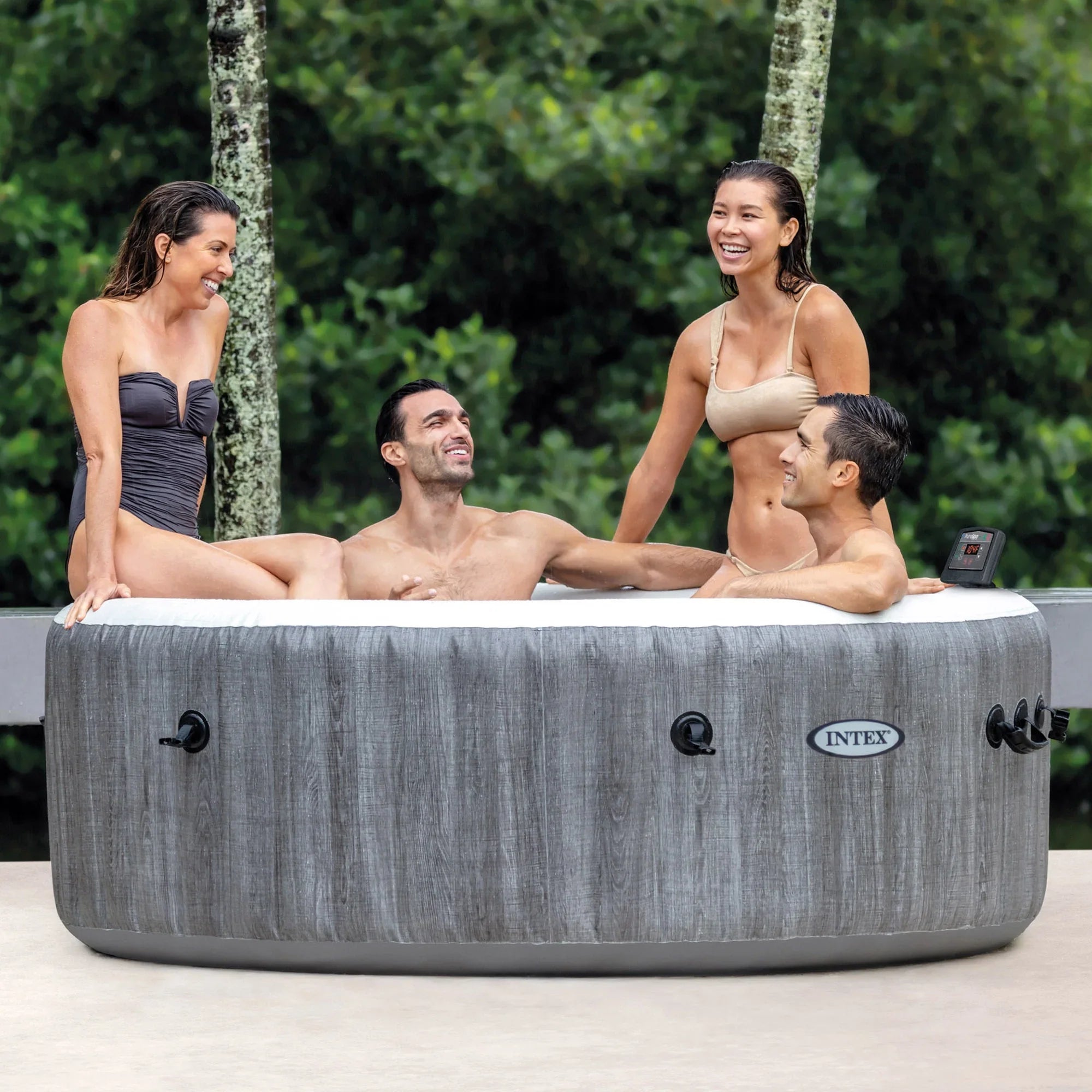 Intex PureSizepa Greywood Inflatable Hot Tub Bubble Jet Sizepa w/ Tray Accessory