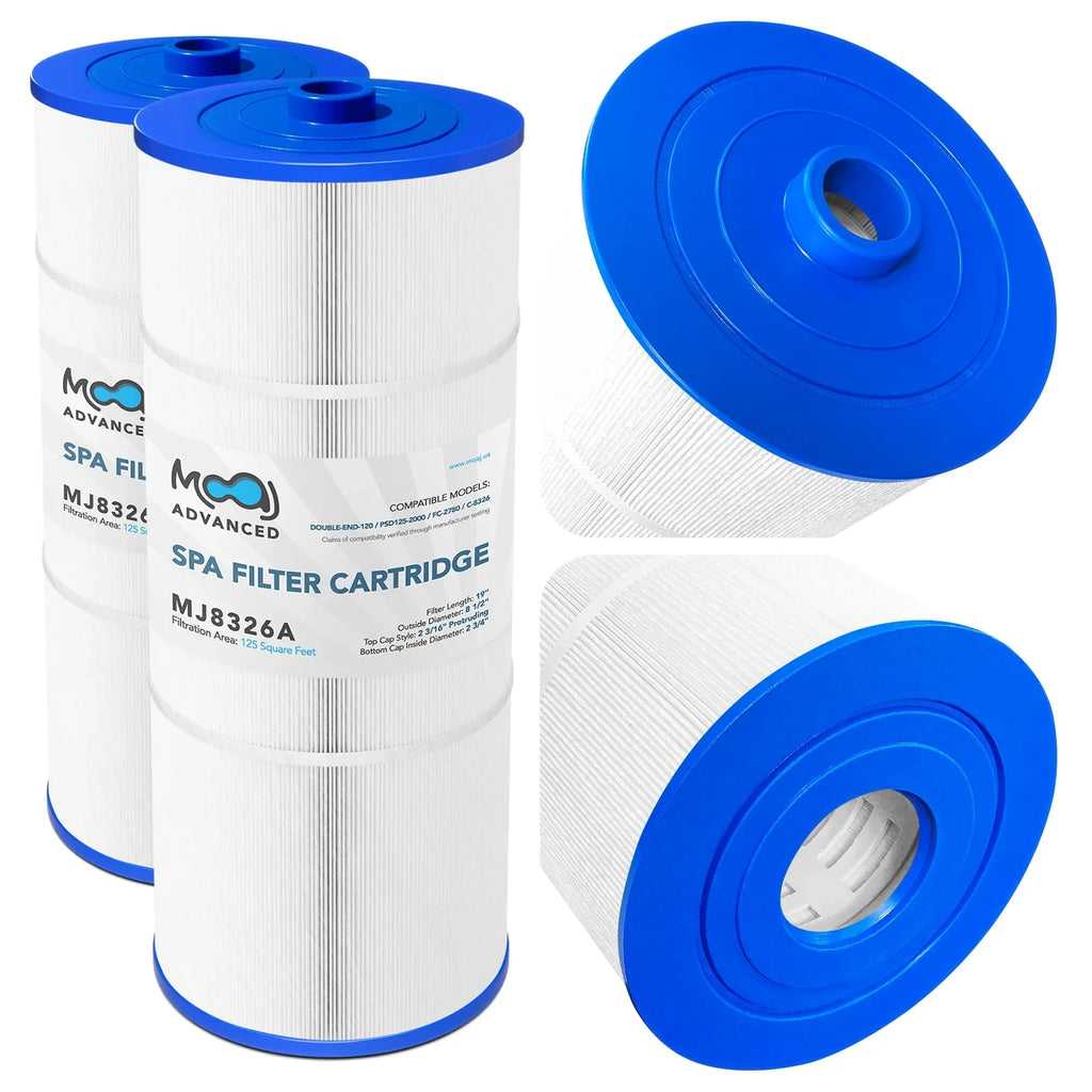 MOAJ Advanced Pool Filter 2-PACK Replaces PSizeD125-2000, Sizeundance Sizepas 6540-488, Double End 120, Filbur FC-2780, Unicel C-8326, Magnum SizeU125, XLSize-831 | 19" x 8 1/2" | 125 SizeQ FT | Washable & Reusable