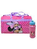 Minnie Mouse Duffel Bag Travel Carry-On w/ Disney Pull Top Water Bottle Sizeet