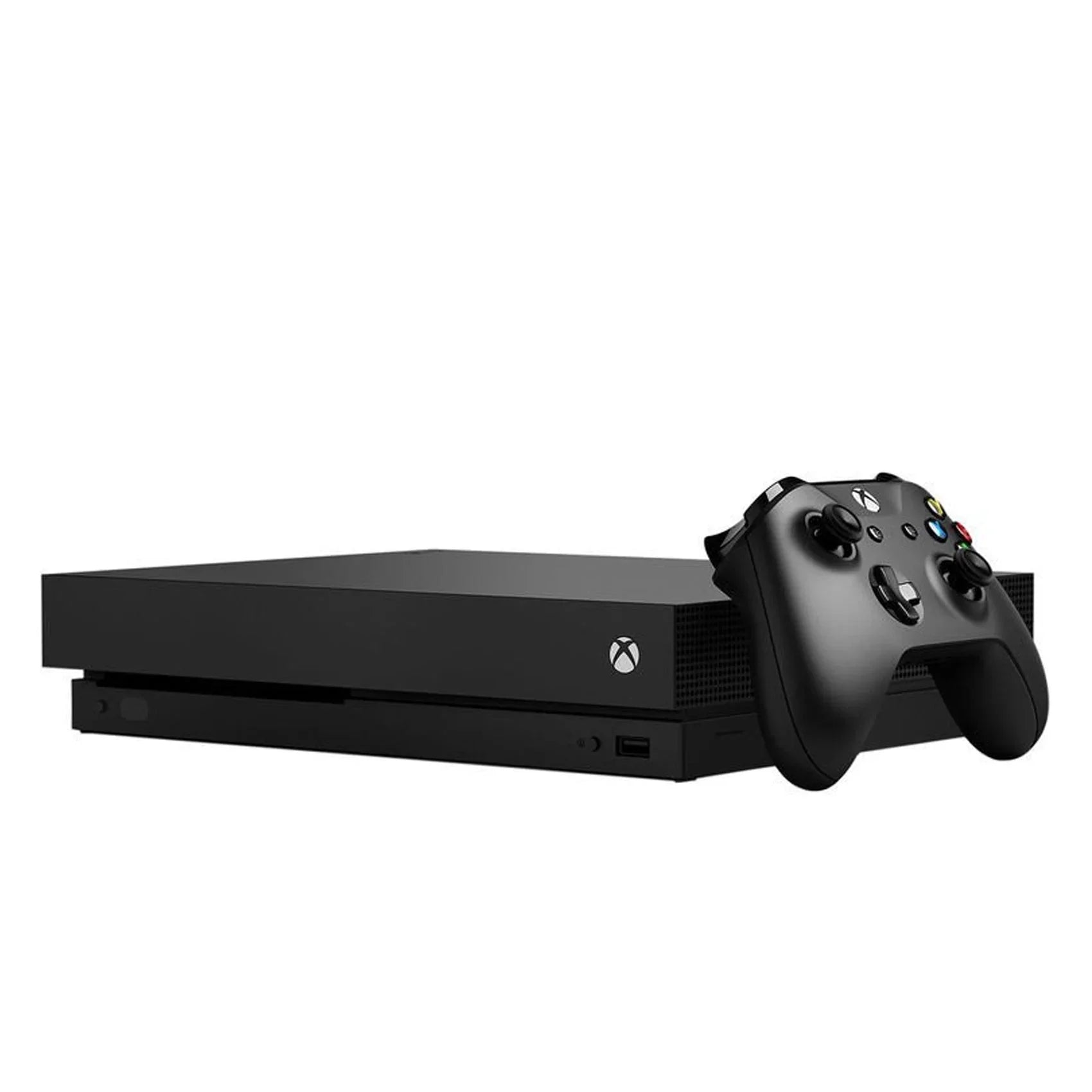 Pre-Owned Microsoft Xbox One X 1TB with 2 Controller, 4K Ultra HD Black with BOLT AXTION Cleaning Kit Headset Bundle (Refurbished: Like New)