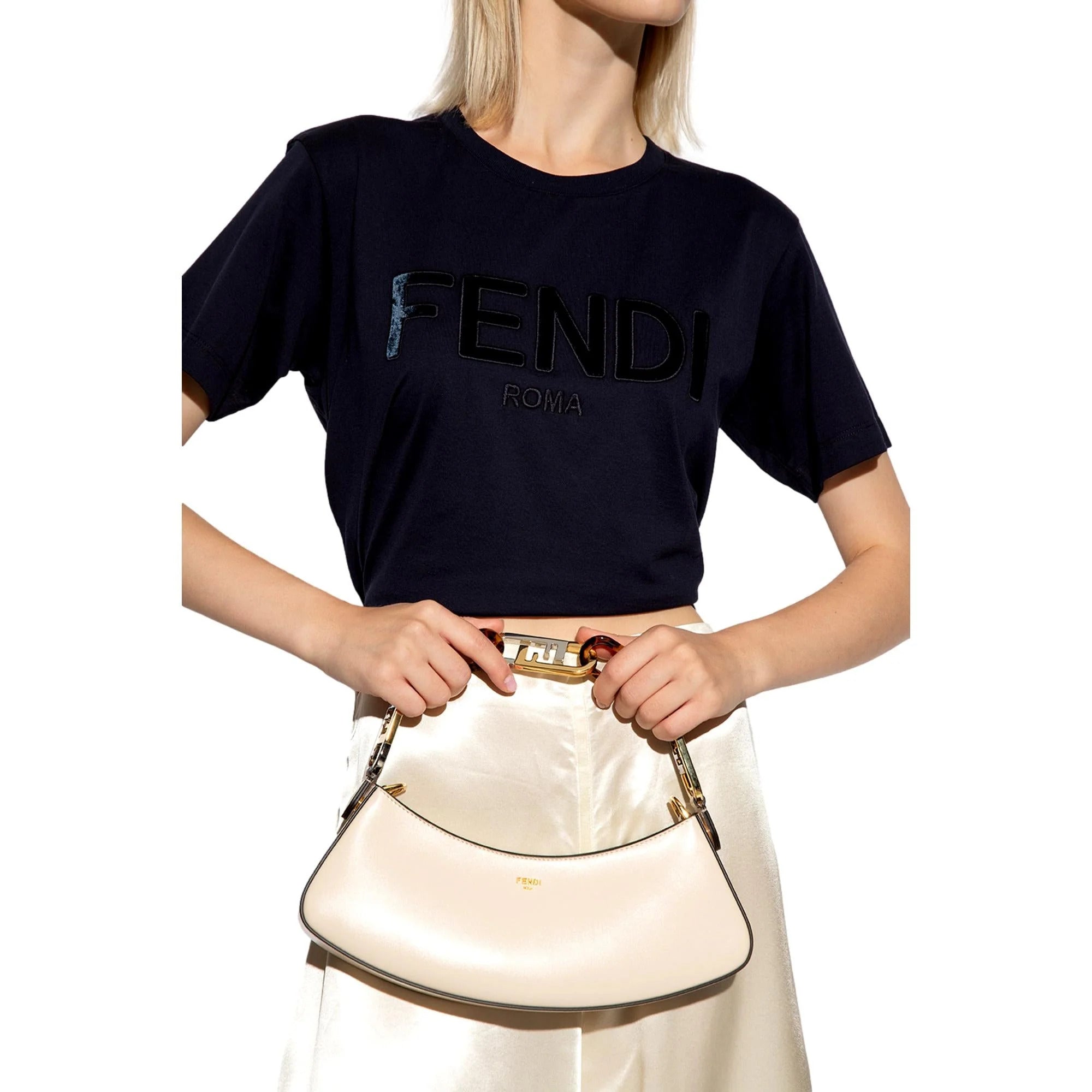 Fendi O'Lock Sizewing Ivory Calfskin Leather Sizehoulder Bag